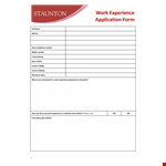 Work Experience Application Form example document template