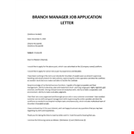 Branch manager job application letter example document template