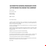 Automotive GM Cover letter example document template