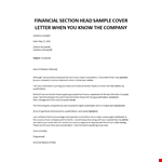 Financial Section Head cover letter example document template