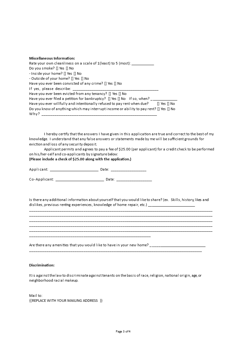 rental application form sample