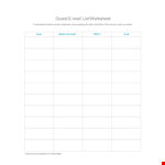 Email List Template for Guest: Create and Manage Email Lists with this Worksheet example document template
