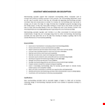 Assistant Merchandiser Job Description example document template