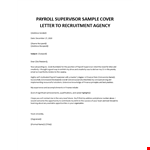 Payroll supervisor cover letter example document template