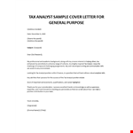 Tax Analyst Cover letter example document template