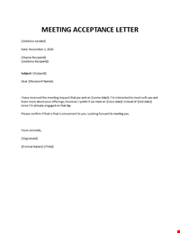 Meeting acceptance email sample