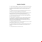 Free Vacation Checklist Template example document template