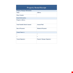 Property Rental Receipt example document template 