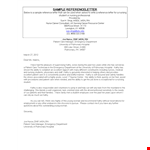 Formal Work Reference Letter example document template