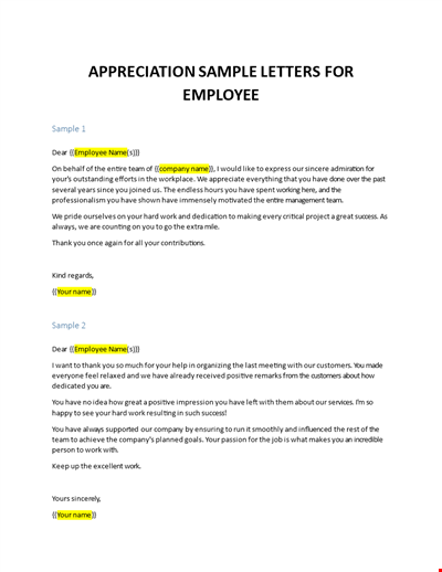 Appreciation Letter for Employee