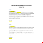 Appreciation Letter for Employee example document template 