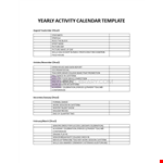 Yearly Activity Calendar example document template
