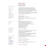 Primary Teacher Resume example document template