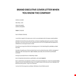 Brand Executive sample cover letter example document template