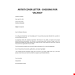 Artist cover letter example document template