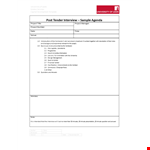 Post Tender Interview Agenda Template example document template