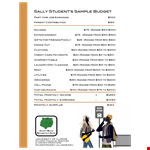 Sally Student Sample Budget example document template