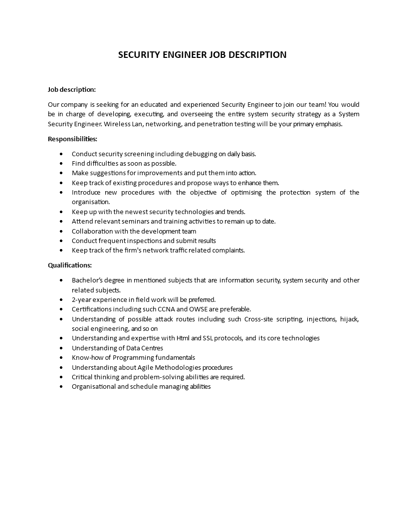 security engineer job description