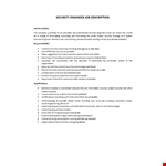 Security Engineer Job Description example document template