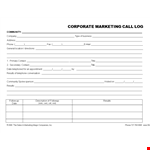 Marketing Corporate Call Log Template In Word example document template 