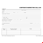 Marketing Corporate Call Log Template In Word example document template