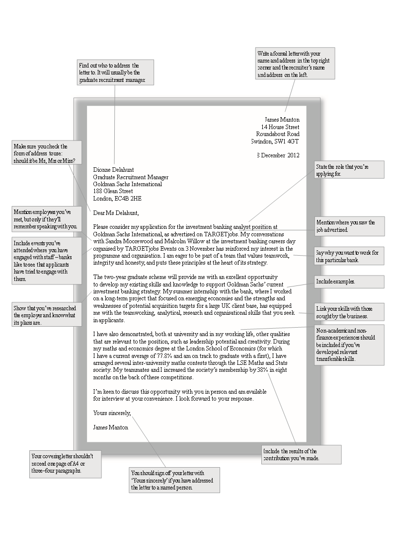 annotated investment banking cover letter example