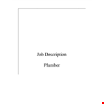 Sample Plumber Job Description example document template
