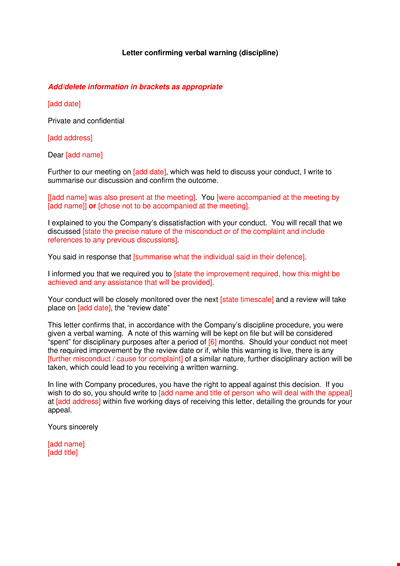 Final Warning Letter for Misconduct – Meeting Consequences