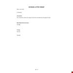 Informal Letter Format example document template