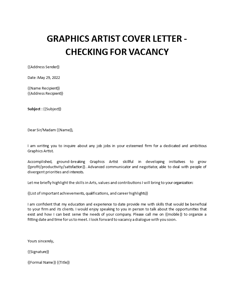 graphics artist cover letter Main Image graphics artist cover letter