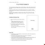 Formal Title Page Template example document template