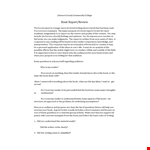 College Book Report Format example document template