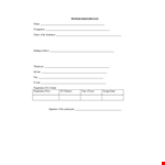 Workshop Registration Form Template Sample example document template