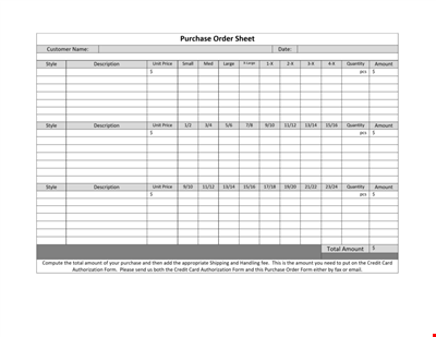 Purchase Order Sheet Template - Easily Track and Manage Purchase Orders