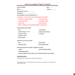 Actions Taken to Describe Internal Investigation Report example document template