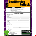 Potluck Sign Up Sheet - Offer Foods and Fruits for Sharing example document template 