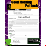 Potluck Sign Up Sheet - Offer Foods and Fruits for Sharing example document template