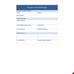 Property Rental Receipt - Manager | Property Rental Information example document template 