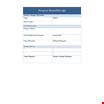 Property Rental Receipt - Manager | Property Rental Information example document template