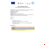 Training Workshop Agenda Template example document template