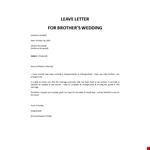 Leave Letter for Brother Wedding example document template