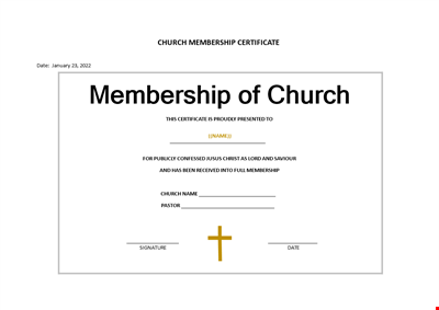 Church Membership Certificate Template