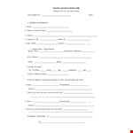 Printable Teacher Job Application Template example document template