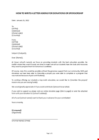 Sponsorship Request Letter School