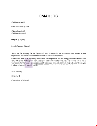 Job Applicant Rejection by Email