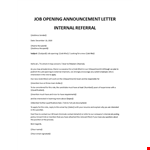 Job opening announcement letter to employees example document template