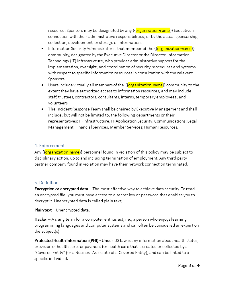 data breach response policy template sample