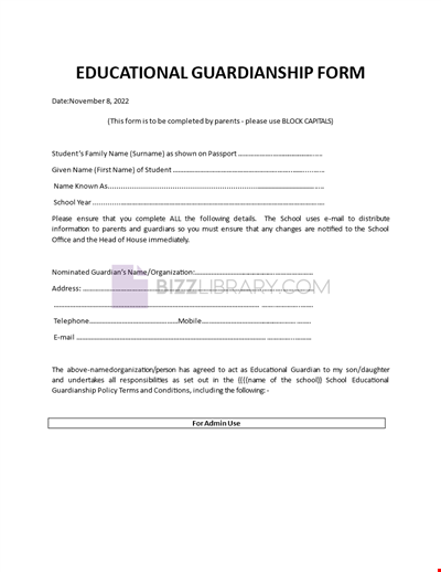 Educational Guardianship Form