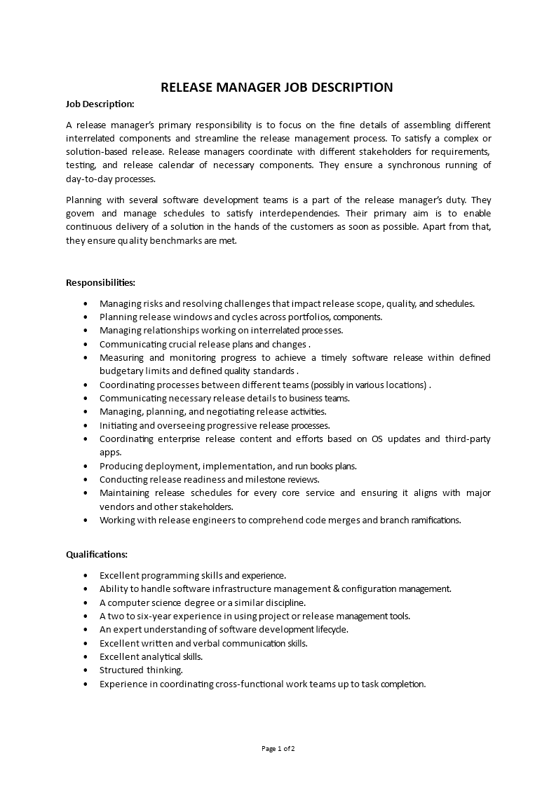 release manager job description