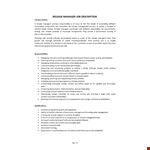 Release Manager Job Description example document template